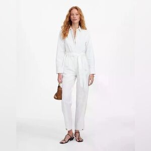 459. MADEWELL Utility Coverall Straight-Leg Jumpsuit in White Sz S NWT $168